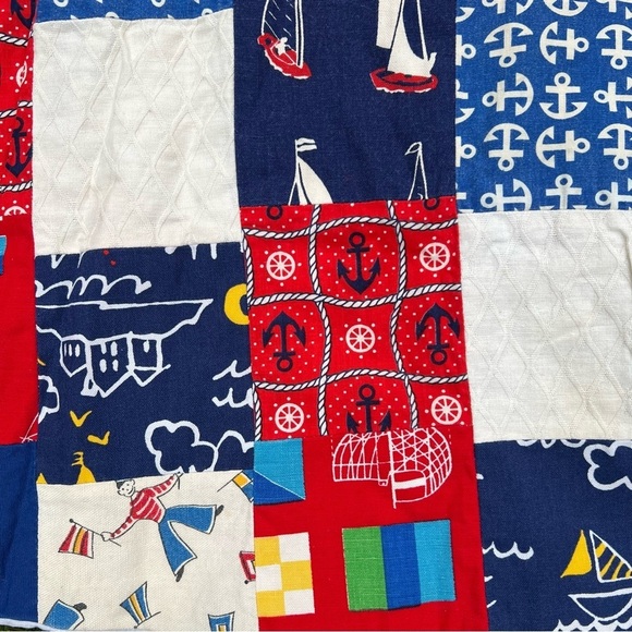 Vintage 50s 60s Patchwork Nautical High Waist Maxi Skirt Patriotic Sailing Med - Picture 4 of 15